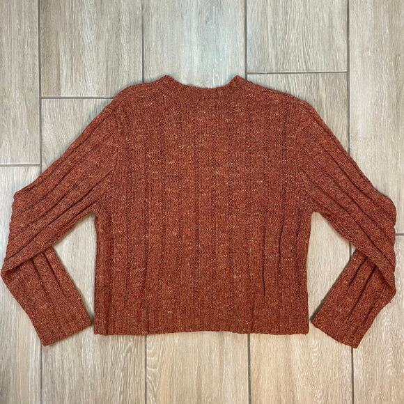 Vintage Mainframe Wool Blend Rust Cable Knit Cropped Sweater Women’s Large - Picture 2 of 6